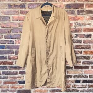 Koratron Vintage Brown Faux Fur Lined Long Trench Coat Men's Size 38